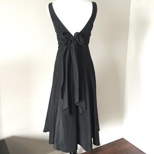 Nicole Miller Collection Black Midi Formal Dress Exaggerated Bow Back 0 XS